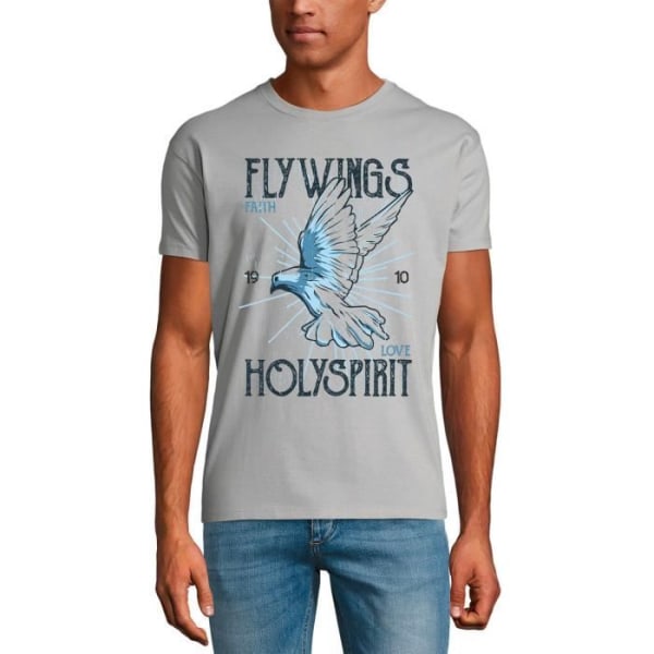 T-shirt herr Flywings - Faith Love Holyspiri för T-shirt Vintage grå rent grått