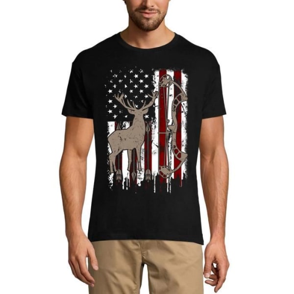 American Deer Hunting Flag T-shirt herr - Hunter – Hunting Deer Us Flag - Hunter – Vintage Black T-shirt djup svart