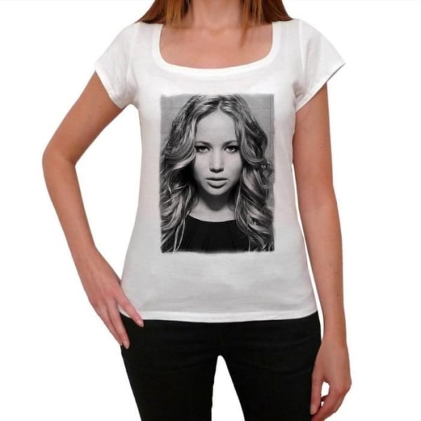 T-shirt dam Jennifer Lawrence 1 Vintage T-shirt Vit