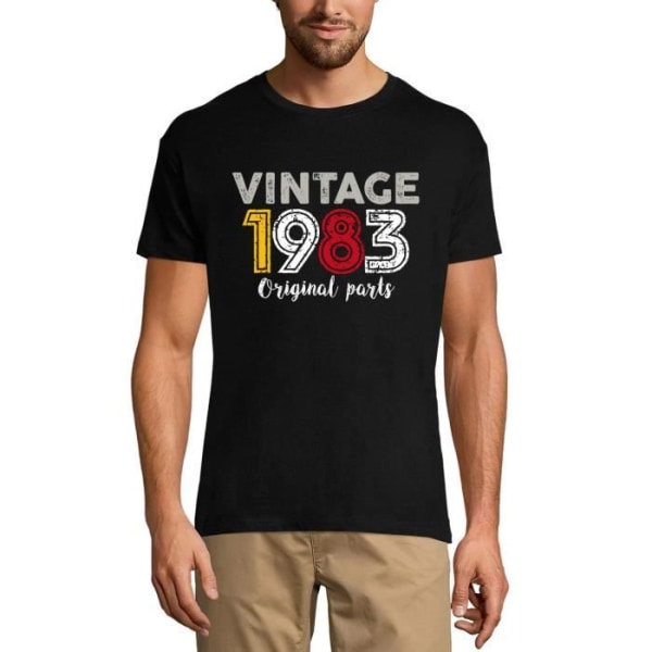 T-shirt herr originaldelar 1983 – originaldelar 1983 – 40 år t-shirt present 40-årsdag Vintage år 1983 svart djup svart