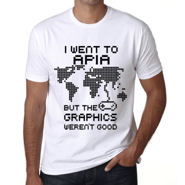 T-shirt herr Jag gick till Apia men grafiken var inte bra – T-shirt Vit