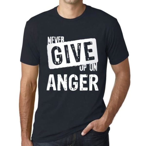 T-shirt herr Ge aldrig upp på ilska – Ge aldrig upp på ilska – Vintage T-shirt Marin XXXXL