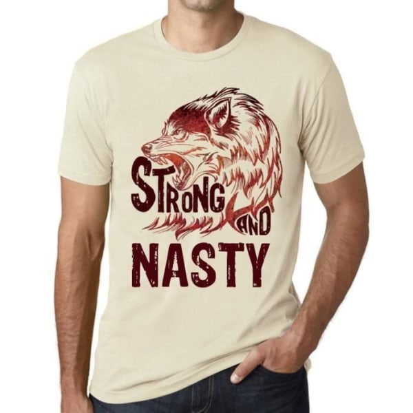 Strong and Nasty Wolf T-shirt för män – Strong Wolf And Nasty – Vintage T-shirt Naturlig