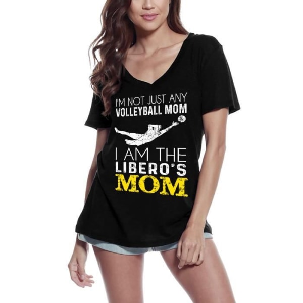 Volleyboll mamma T-shirt med v-ringad dam – Volleyboll mamma – Vintage svart T-shirt djup svart