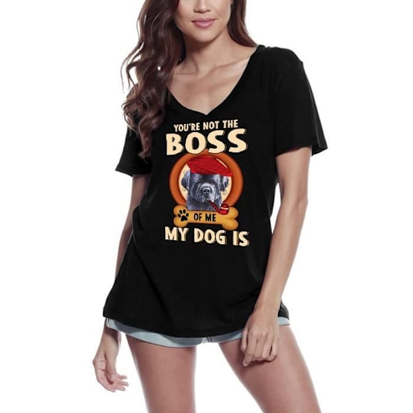T-shirt med v-ringad dam Newfoundland Cute Dog Lover – Newfoundland Cute Dog Lover – Vintage svart T-shirt djup svart M