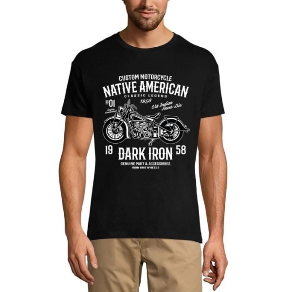 Native American Motorcykel T-shirt för män - Dark Iron Biker – Native American Motorcycle - Dark Iron Biker – Vintage Black T-shirt djup svart