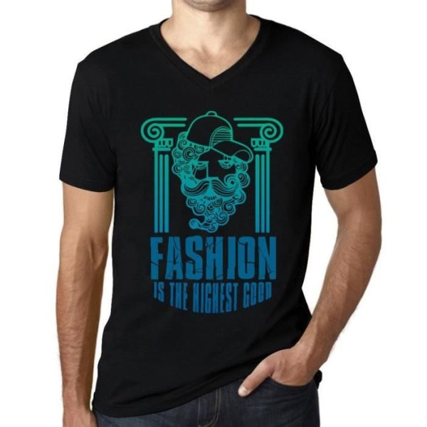 T-shirt med v-ringad herr Mode är det högsta bra – Mode är det högsta bra – Vintage svart T-shirt djup svart XL