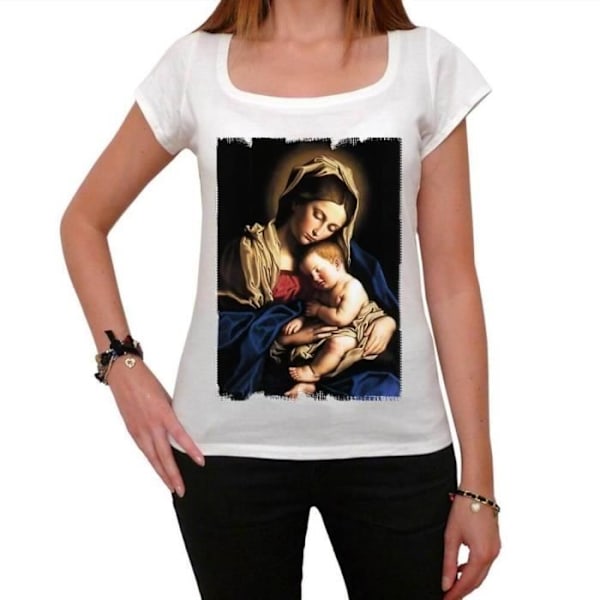 T-shirt Dam - ULTRABASIC - Marie Bebe Jesus - 100% Bomull - Korta Ärmar - Rundad Halsringning Vit XL
