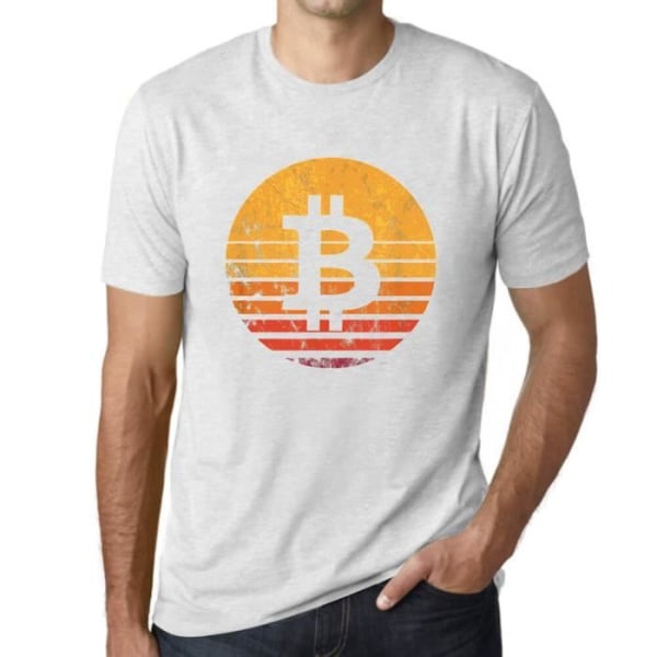 Bitcoin T-shirt herr Vintage Sunset Btc Hodl Crypto Traders Vintage T-shirt Vit Ljungvit