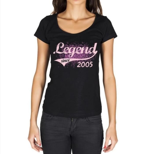 T-shirt för kvinnor Legend sedan 2005 – Legend sedan 2005 – 18 år T-shirt present 18-årsdagen Vintage år 2005 Svart djup svart