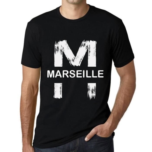T-shirt herr Marseille Vintage T-shirt svart djup svart
