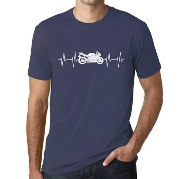 Motorcykel Heartbeat T-shirt för män – Motorcykel Heartbeat – Vintage T-shirt Denim XL
