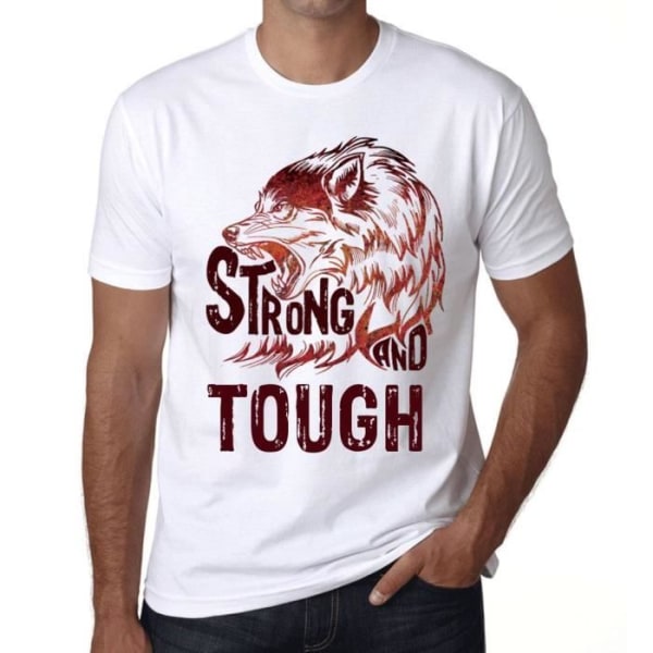 Strong and Tough Wolf T-shirt herr – Strong Wolf And Tough – Vintage T-shirt Vit