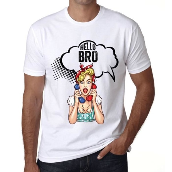 T-shirt herr Hello My Brother – Hello Bro – Vintage T-shirt Vit