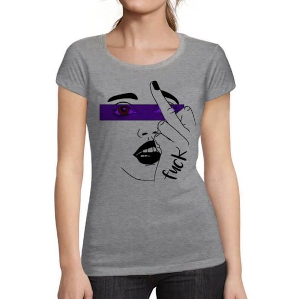 Dam Un Doigt D'Honneur T-shirt – Ett långfinger – Vintage grå T-shirt Ljunggrå M