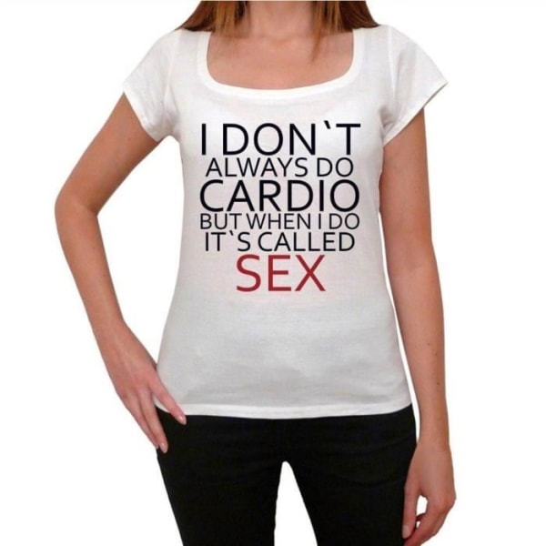 T-shirt dam Jag tränar inte alltid konditionsträning men när jag gör det kallas det rolig sex – jag tränar inte alltid konditionsträning men Vit