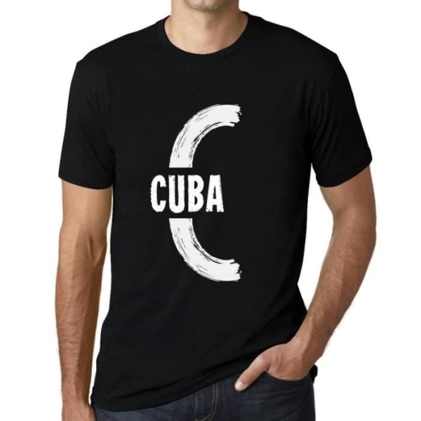 Cuba T-shirt herr Vintage svart T-shirt djup svart