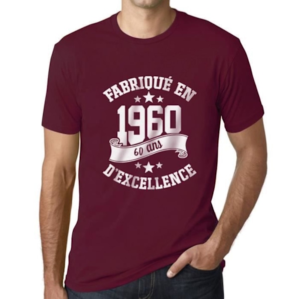 T-shirt - ULTRABASISK - 63 Års Födelsedag - 100% Bomull - Korte Ärmar - Bordeaux Bordeaux XS