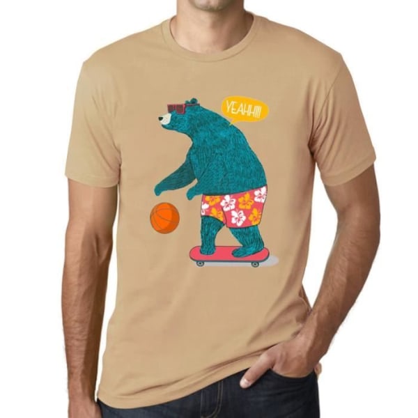 Strandskateboard för män Basketball Bear T-shirt – Beach Skateboard Basketball Bear – Vintage T-shirt Sand