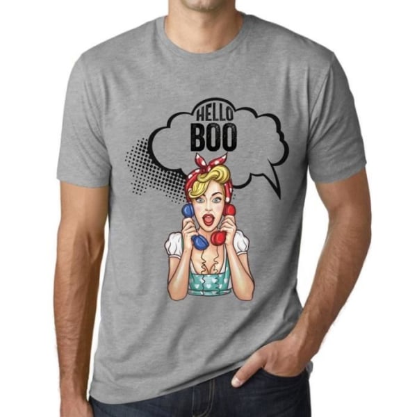 Hello Boo T-shirt för män – Hello Boo – Vintage grå T-shirt Ljunggrå