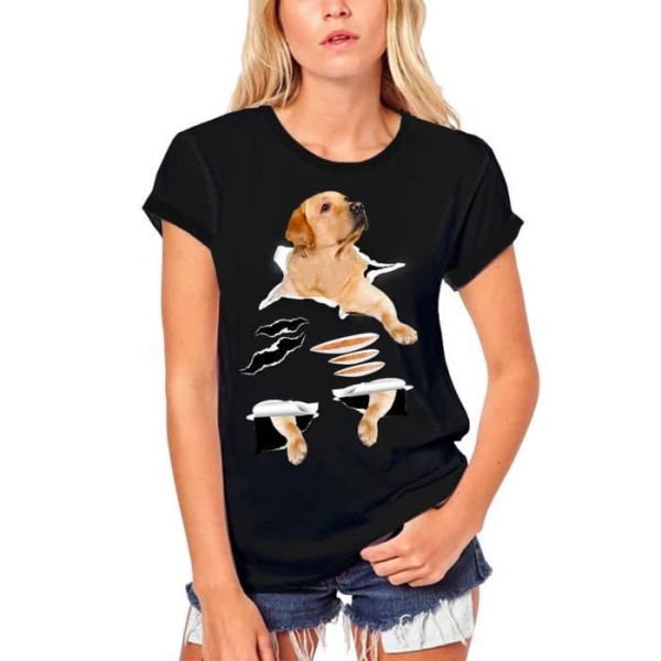 Ekologisk golden retriever T-shirt för kvinnor – Söt och rolig hund – Golden Retriever – Söt rolig hund – Vintage svart T-shirt djup svart XL