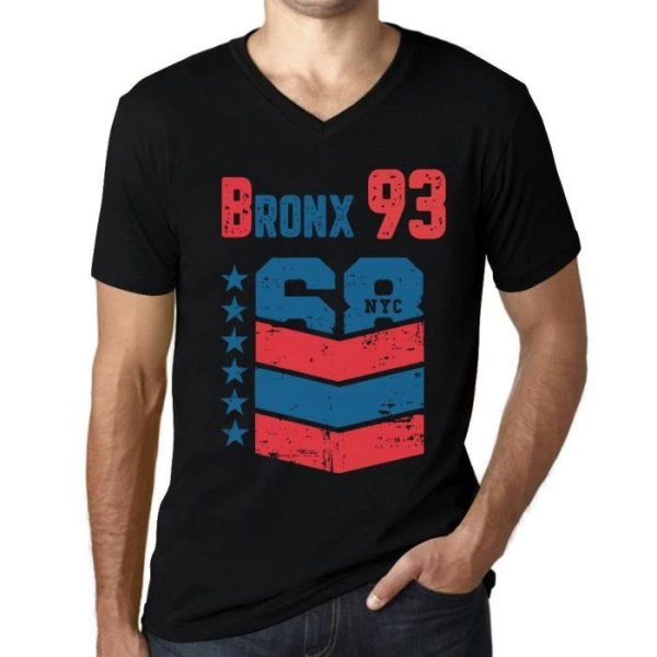 T-shirt med v-ringad herr Bronx 93 Vintage T-shirt svart djup svart XXL