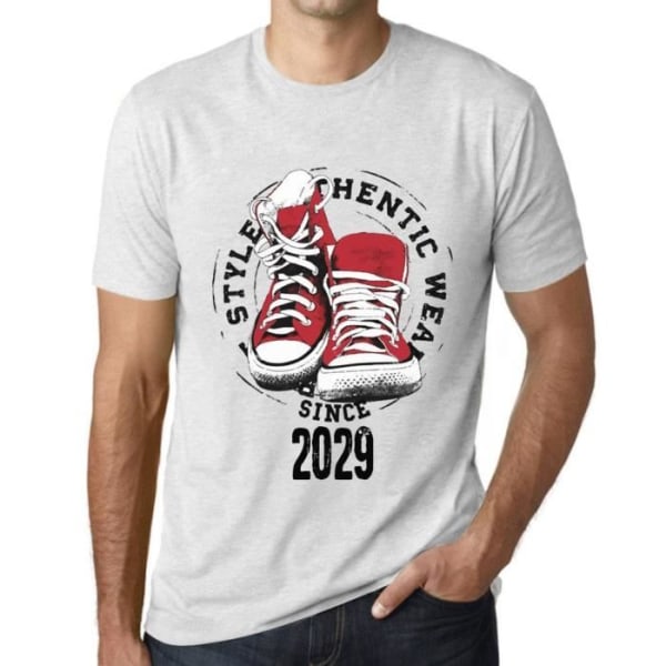 Autentisk stil för män sedan 2029 – Autentisk stil sedan 2029 – Vintage vit T-shirt Ljungvit