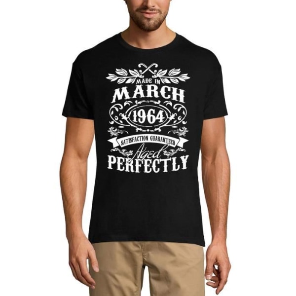 T-shirt herr tillverkad i mars 1964 Perfekt åldrad – tillverkad i mars 1964 åldrad perfekt – 59 år gammal 59:e present-T-shirt djup svart