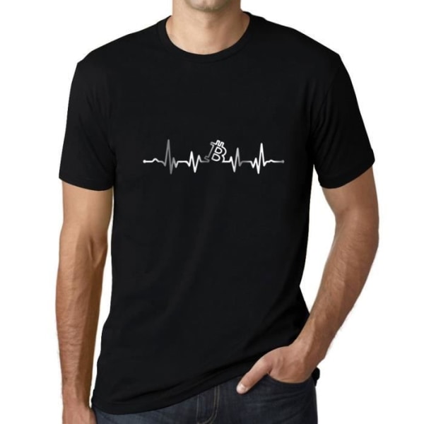 T-shirt Herr - ULTRABASIC - Bitcoin Heartbeat BTC HODL - 100% Bomull - Korta Ärmar - Vintage Svart djup svart M
