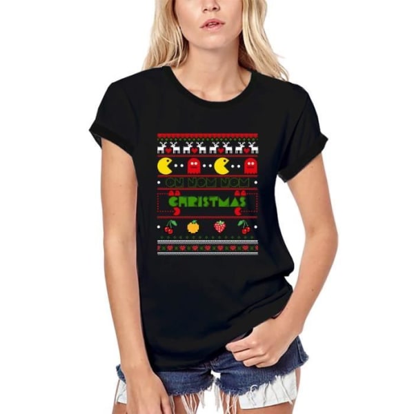 Ekologisk T-shirt dam On Nom Nom Noël - TV-spel Gamer Girl – On Nom Nom Christmas - Videospel Gamer Girl – Vintage svart T-shirt djup svart