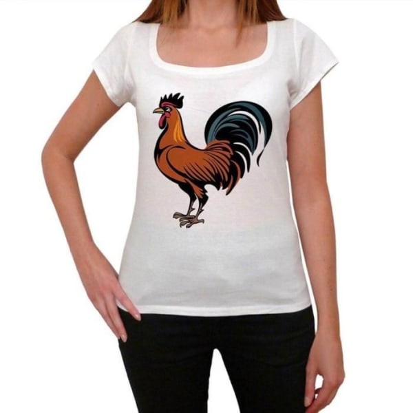 T-tröja för kvinnor French Rooster Symbol T-shirt Vintage Vit