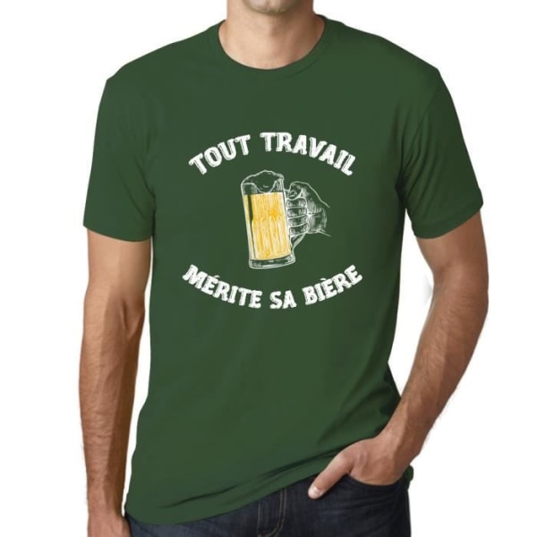 T-shirt för män Varje jobb förtjänar sin öl T-shirt Vintage grön Grön flaska