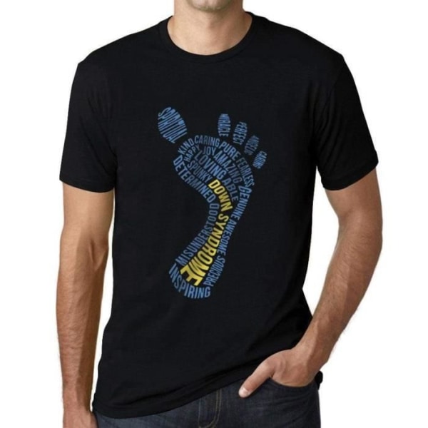 Down Syndrome Footprint T-shirt för män – Down Syndrome Footprint – Vintage svart T-shirt djup svart M