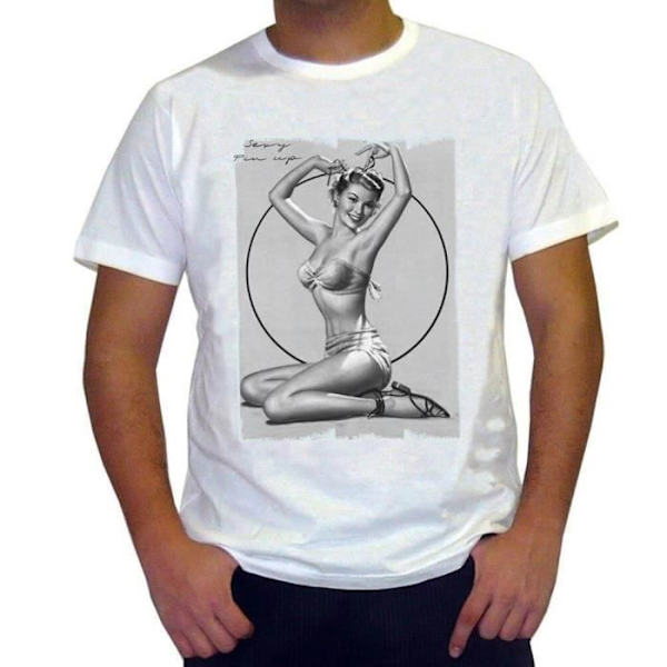 T-shirt - ULTRABASIC - Pin-Up Sexy - 100% Bomull - Kortärmad - Bekväm och Ekologisk Vit XL