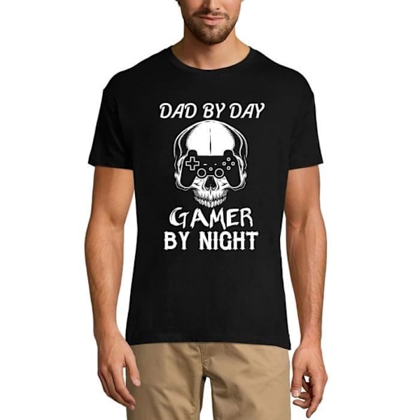 T-shirt herr Dad By Day Gamer By Night - TV-spel – Dad By Day Gamer By Night - Gaming – Vintage svart T-shirt djup svart XL