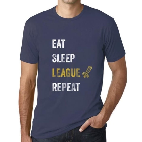T-shirt herr Eat Sleep League Gamer Gaming Funny Esports Vintage T-shirt Denim