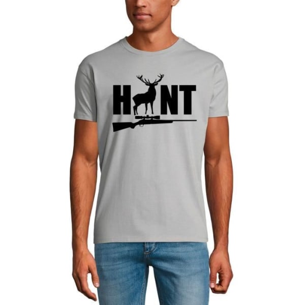 Rifle Deer Hunting T-shirt för män – Jaga Rifle Deer Jakt – Vintage grå T-shirt rent grått XXXL