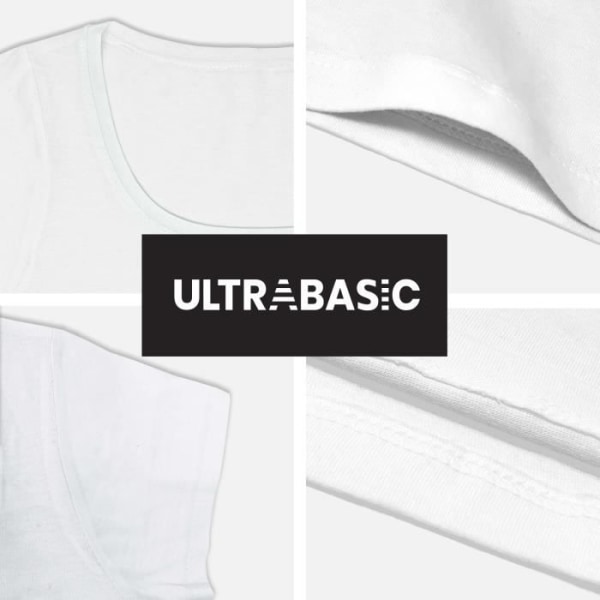 T-shirt Dam - ULTRABASIC - Jacob Zuma - 100% Bomull - Korta Ärmar - Rund Halsringning Vit XS