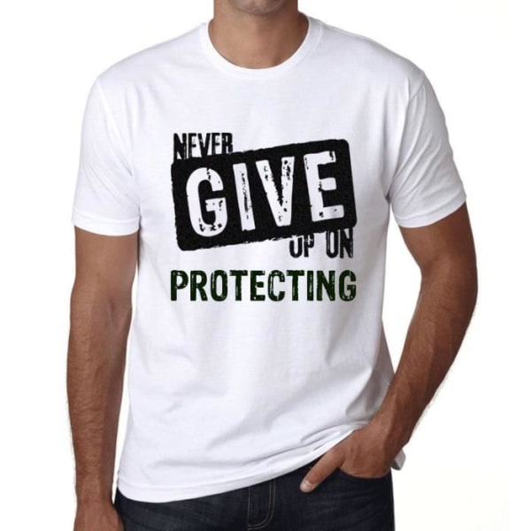 T-shirt herr Ge aldrig upp att skydda – Ge aldrig upp på att skydda – Vintage T-shirt Vit XS