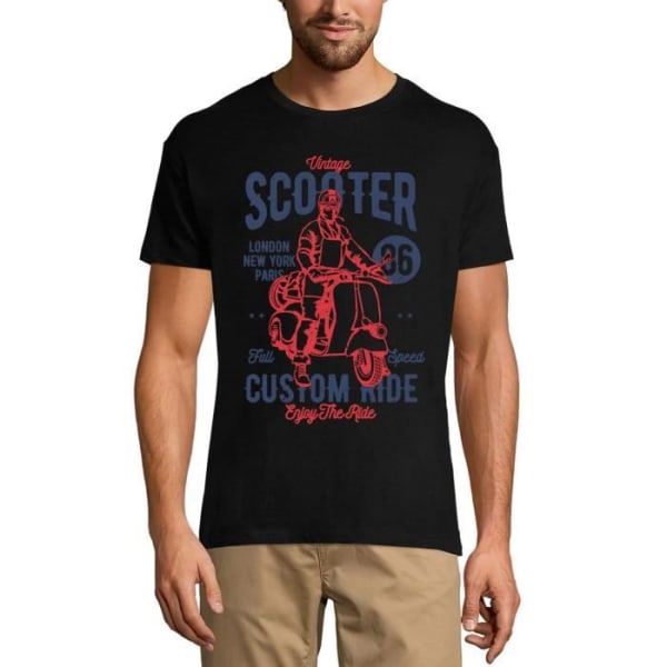 Gammal skoter-T-shirt herr - Custom Driving - Vintage Scooter - Custom Ride - Vintage Black T-shirt djup svart