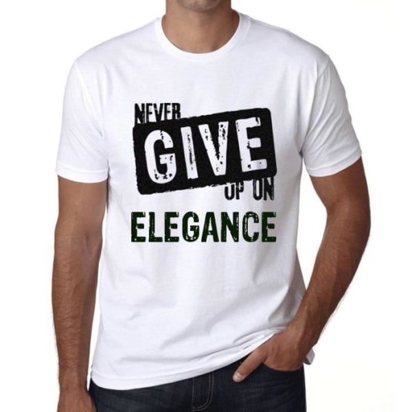 T-shirt herr Ge aldrig upp på elegans – Ge aldrig upp på elegans – Vintage T-shirt Vit