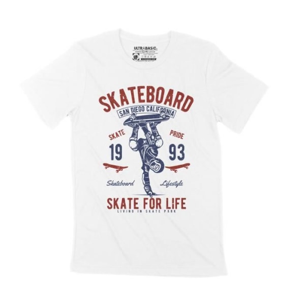 Skateboard T-shirt för män Skate Pride 1993 - Skate For Life 30 Years T-Shirt Gift 30-årsjubileum Vintage Year 1993 Vit