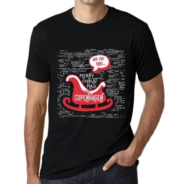 T-shirt herr Ho Ho Ho God Jul från Köpenhamn – Ho Ho Ho God Jul från Köpenhamn – Vintage svart T-shirt djup svart