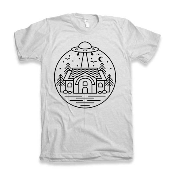 T-shirt herr Aliens Exist Ufo - Little Green – Aliens Exists Ufo - Little Green – Vintage T-shirt Vit jag