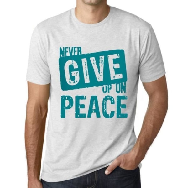 T-shirt herr Ge aldrig upp på fred – Ge aldrig upp på fred – Vintage vit T-shirt Ljungvit