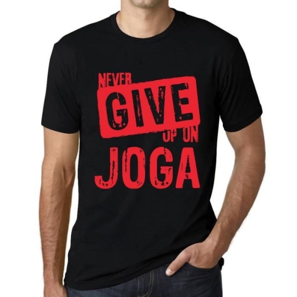 T-shirt herr Ge aldrig upp på Joga – Ge aldrig upp på Joga – Svart vintage T-shirt djup svart