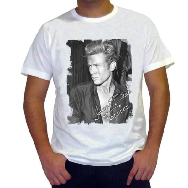 T-shirt Herr - ULTRABASIC - James Dean - 100% Bomull - Korta Ärmar - Vintage Vit Vit XXXL