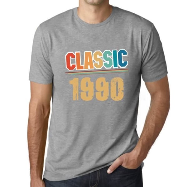 Klassisk T-shirt herr 1990 – Klassisk 1990 – 33 år gammal T-shirt present 33:e födelsedag Vintage år 1990 Grå Ljunggrå M