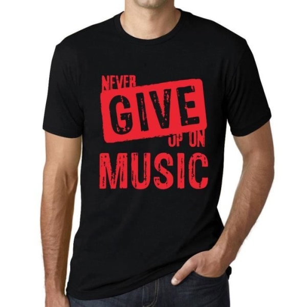 T-shirt herr Ge aldrig upp musik – Ge aldrig upp musik – Vintagesvart T-shirt djup svart