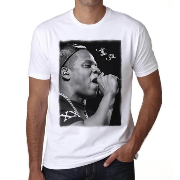 T-Shirt Man - ULTRABASIC - Jay Z - 100% Bomull - Kortärmad - Vintage Vit Vit M